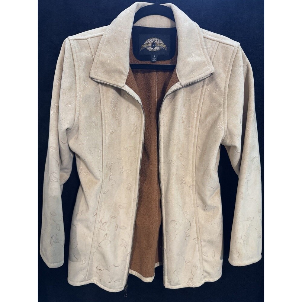County Clothing Co Cheyenne Women’s Beige Full Zip Lined Collared Jacket S